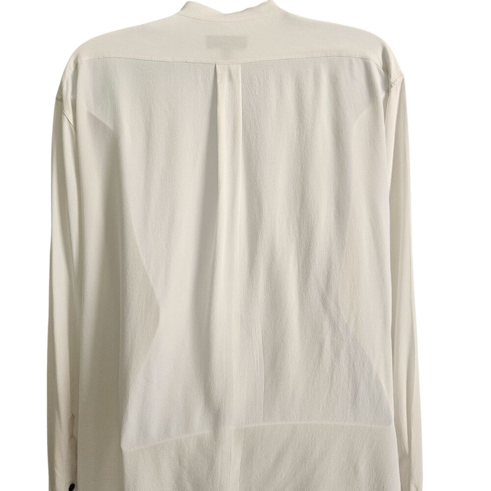 Rag & Bone Freda Tuxedo Shirt Womens M Cream Silk Blend Bow Blouse Luxury - Picture 11 of 12